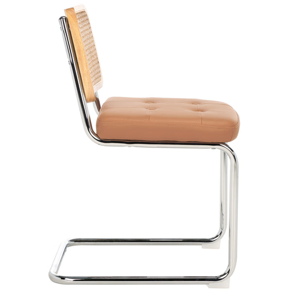 Safavieh Coralia Dining Chair Cognac / Natural/Chrome 18.5" x 22.6" x 32.7"