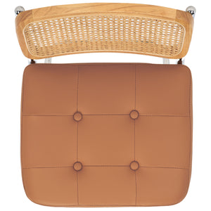 Safavieh Coralia Dining Chair Cognac / Natural/Chrome 18.5" x 22.6" x 32.7"