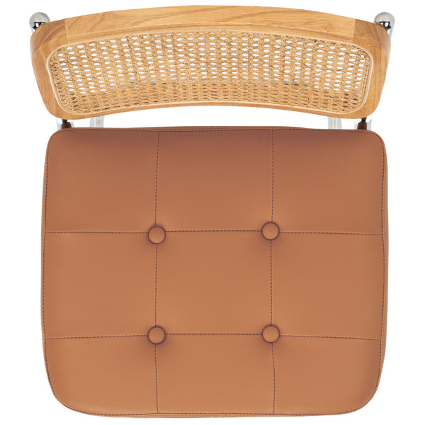 Safavieh Coralia Dining Chair Cognac / Natural/Chrome 18.5" x 22.6" x 32.7"