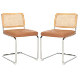 Safavieh Coralia Dining Chair Cognac / Natural/Chrome 18.5" x 22.6" x 32.7"