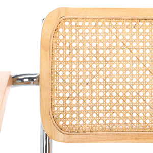 Safavieh Coralia Dining Arm Chair Cognac / Natural / Chrome 25.6" x 21.7" x 33.7"