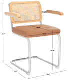 Safavieh Coralia Dining Arm Chair Cognac / Natural / Chrome 25.6" x 21.7" x 33.7"