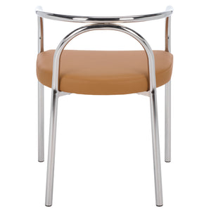 Nexus Modern Dining Chair With Plush Pu Upholstery, Ergonomic Support & Polished Metal Accents
