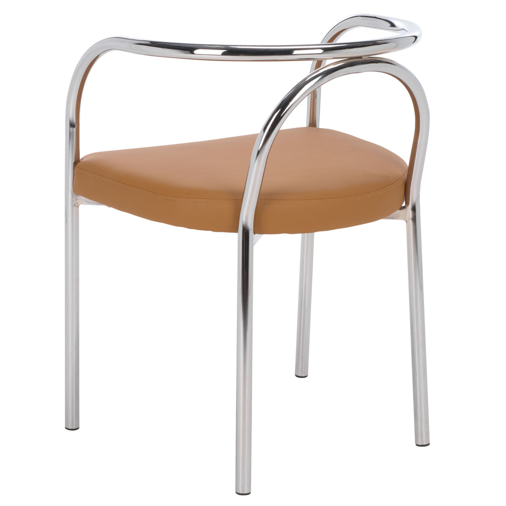 Nexus Modern Dining Chair With Plush Pu Upholstery, Ergonomic Support & Polished Metal Accents