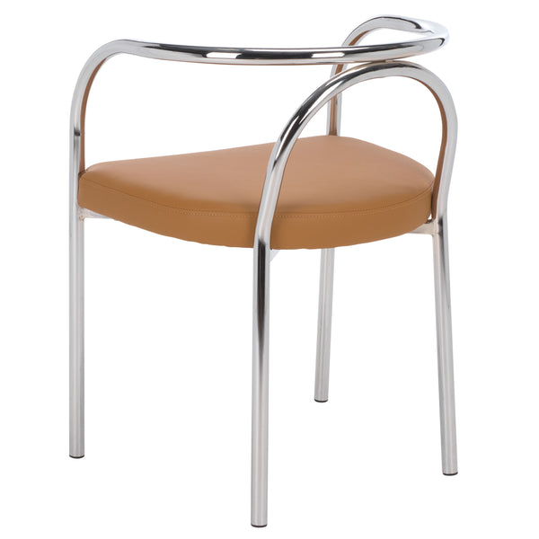 Nexus Modern Dining Chair With Plush Pu Upholstery, Ergonomic Support & Polished Metal Accents