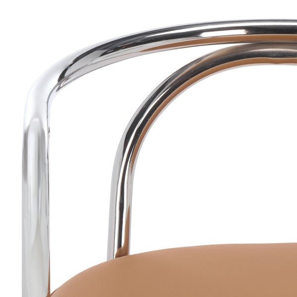 Nexus Modern Dining Chair With Plush Pu Upholstery, Ergonomic Support & Polished Metal Accents