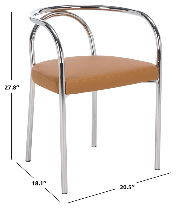 Nexus Modern Dining Chair With Plush Pu Upholstery, Ergonomic Support & Polished Metal Accents