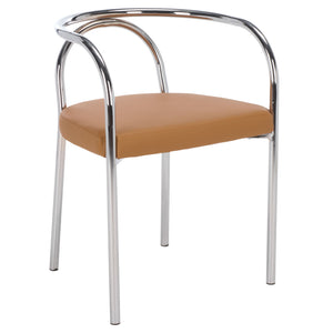 Nexus Modern Dining Chair With Plush Pu Upholstery, Ergonomic Support & Polished Metal Accents