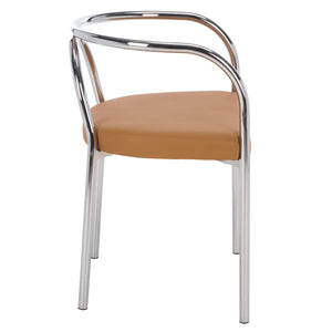 Nexus Modern Dining Chair With Plush Pu Upholstery, Ergonomic Support & Polished Metal Accents