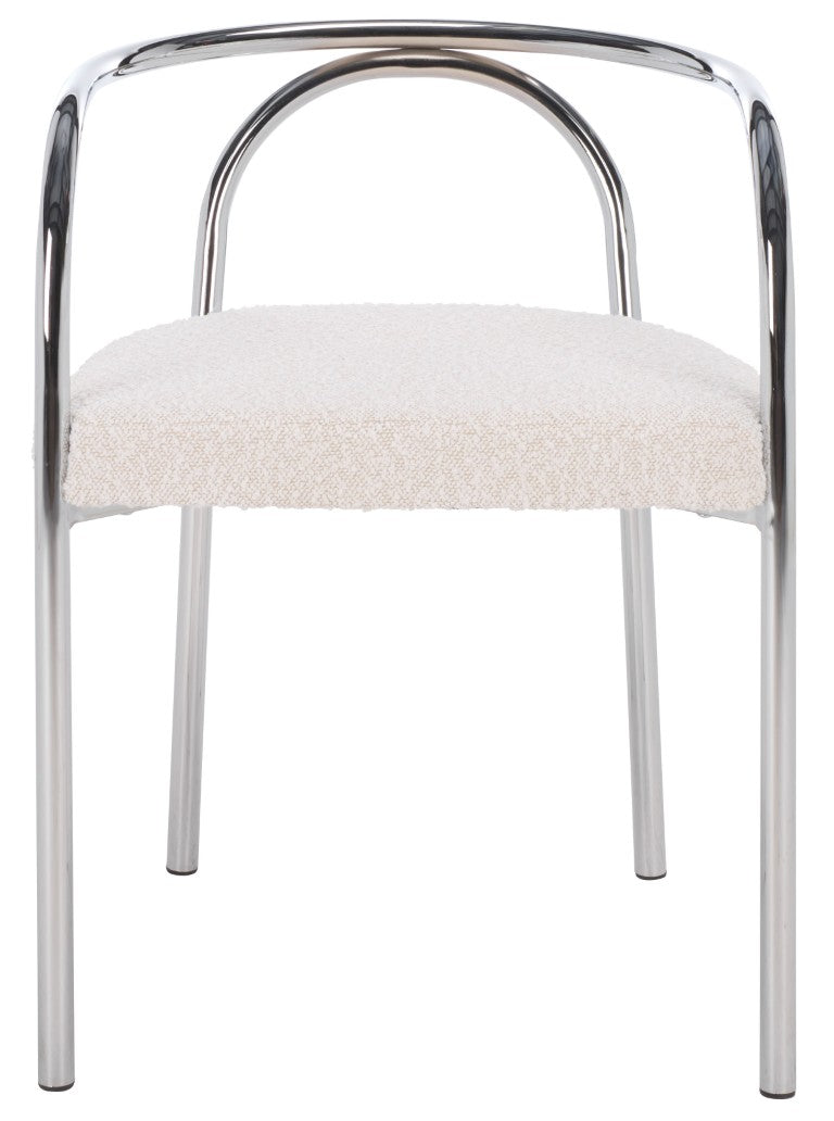 Safavieh Nexus Sculptural Boucle Dining Chair with Polished Chrome Frame for Modern Spaces DCH1103B