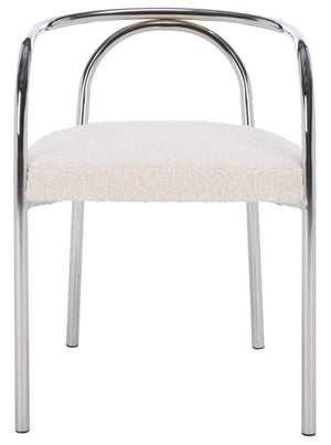 Safavieh Nexus Sculptural Boucle Dining Chair with Polished Chrome Frame for Modern Spaces DCH1103B