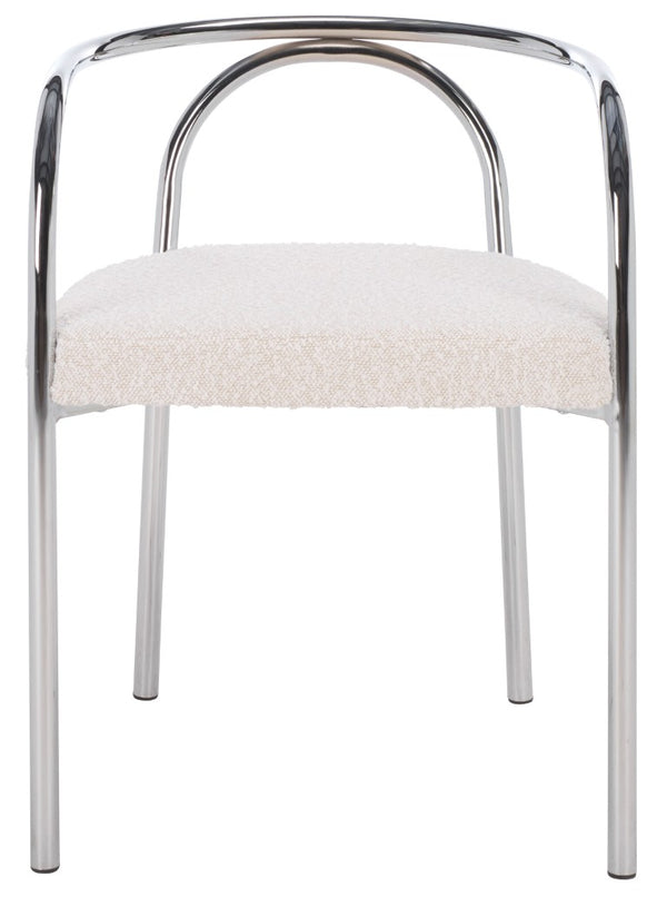 Safavieh Nexus Sculptural Boucle Dining Chair with Polished Chrome Frame for Modern Spaces DCH1103B