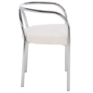 Safavieh Nexus Sculptural Boucle Dining Chair with Polished Chrome Frame for Modern Spaces DCH1103B