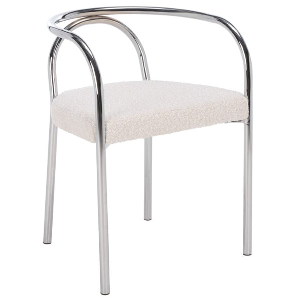 Safavieh Nexus Sculptural Boucle Dining Chair with Polished Chrome Frame for Modern Spaces DCH1103B