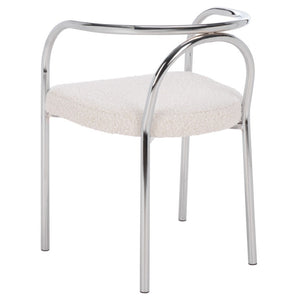 Safavieh Nexus Sculptural Boucle Dining Chair with Polished Chrome Frame for Modern Spaces DCH1103B