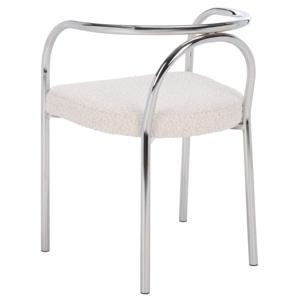 Safavieh Nexus Sculptural Boucle Dining Chair with Polished Chrome Frame for Modern Spaces DCH1103B