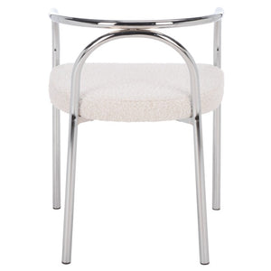 Safavieh Nexus Sculptural Boucle Dining Chair with Polished Chrome Frame for Modern Spaces DCH1103B