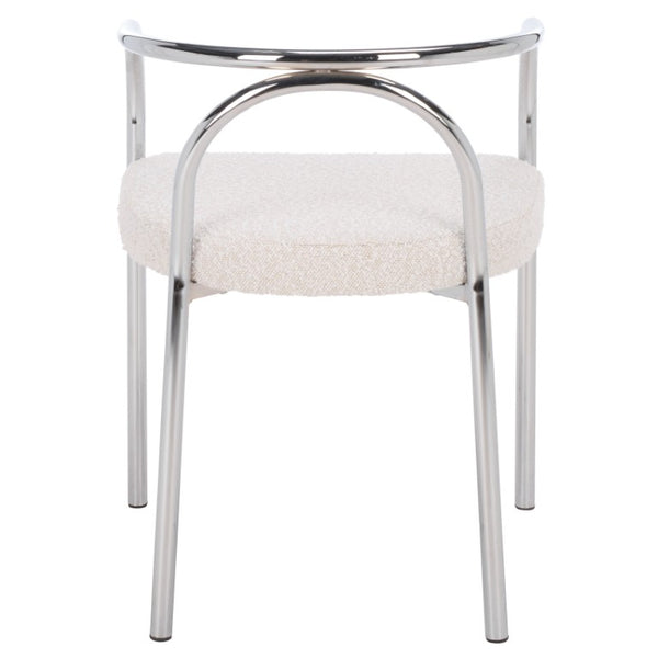 Safavieh Nexus Sculptural Boucle Dining Chair with Polished Chrome Frame for Modern Spaces DCH1103B