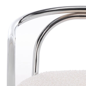 Safavieh Nexus Sculptural Boucle Dining Chair with Polished Chrome Frame for Modern Spaces DCH1103B