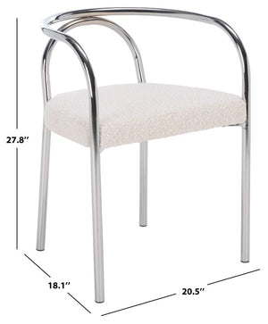 Safavieh Nexus Sculptural Boucle Dining Chair with Polished Chrome Frame for Modern Spaces DCH1103B