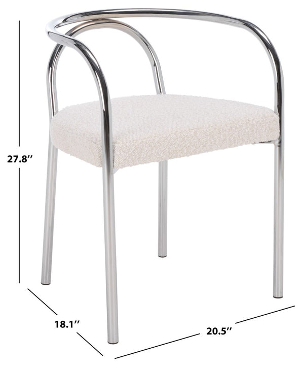 Safavieh Nexus Sculptural Boucle Dining Chair with Polished Chrome Frame for Modern Spaces DCH1103B