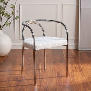 Safavieh Nexus Sculptural Boucle Dining Chair with Polished Chrome Frame for Modern Spaces DCH1103B