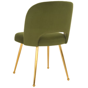 Safavieh Aspyn Dining Chair Olive / Brushed Gold 19.3" x 21.3" x 33"
