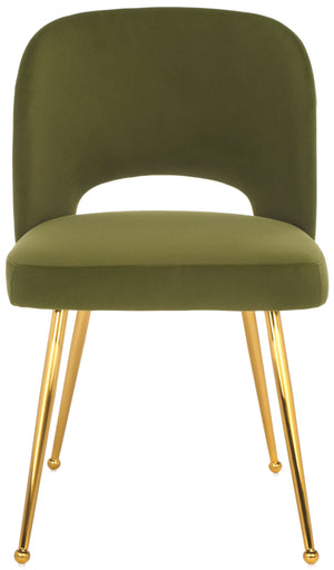 Safavieh Aspyn Dining Chair Olive / Brushed Gold 19.3" x 21.3" x 33"