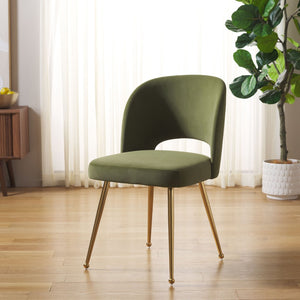 Safavieh Aspyn Dining Chair - Modern Elegance With Plush Velvet Upholstery And Stylish Curved Back Design Olive / Brushed Gold DCH1104A