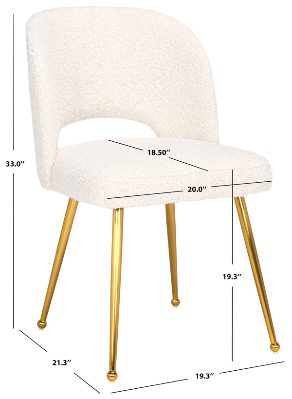 Safavieh Aspyn Dining Chair Cream / Brushed Gold 19.3" x 21.3" x 33"