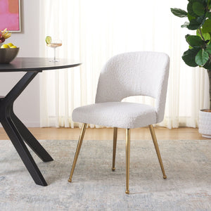 Safavieh Aspyn Dining Chair - Modern Elegance With Plush Velvet Upholstery And Stylish Curved Back Design Cream / Brushed Gold DCH1104B