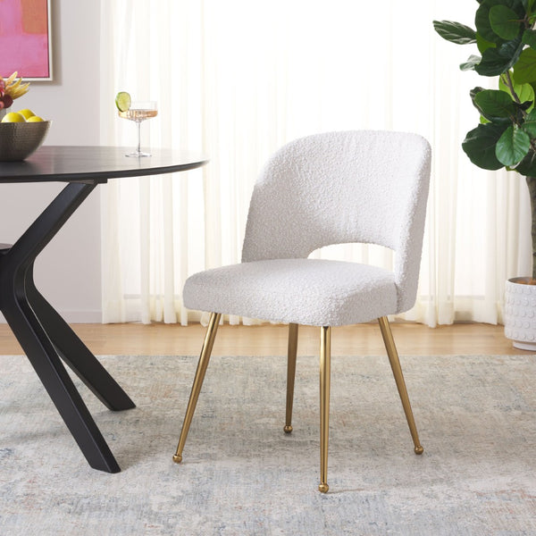 Safavieh Aspyn Dining Chair - Modern Elegance With Plush Velvet Upholstery And Stylish Curved Back Design Cream / Brushed Gold DCH1104B