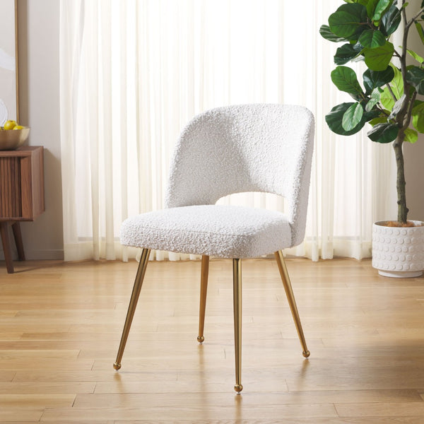 Safavieh Aspyn Dining Chair - Modern Elegance With Plush Velvet Upholstery And Stylish Curved Back Design Cream / Brushed Gold DCH1104B