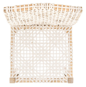 Safavieh TYRIA Leather Dining Chair Set of 2 - Scandinavian Style with Woven White Leather & Teak Frame DCH1203A-SET2