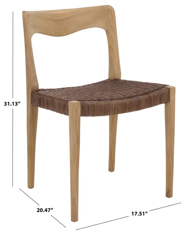 Safavieh Sezja Wicker Dining Chair with Victorian Scrollwork and Warm Honey Toned Woven Seat Natural / Honey DCH1204B