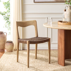 Safavieh Sezja Wicker Dining Chair with Victorian Scrollwork and Warm Honey Toned Woven Seat Natural / Honey DCH1204B