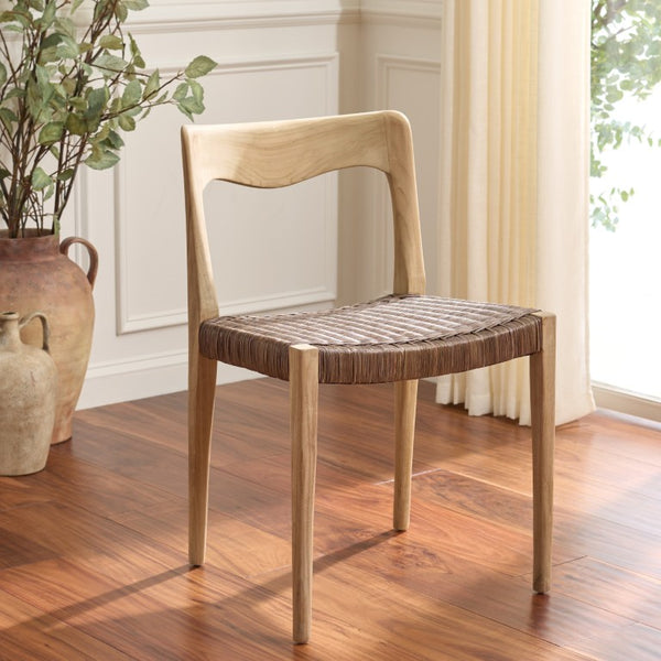 Safavieh Sezja Wicker Dining Chair with Victorian Scrollwork and Warm Honey Toned Woven Seat Natural / Honey DCH1204B
