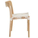 Safavieh Sezia Leather Dining Chair XII23 Off White / Natural Wood DCH1205A