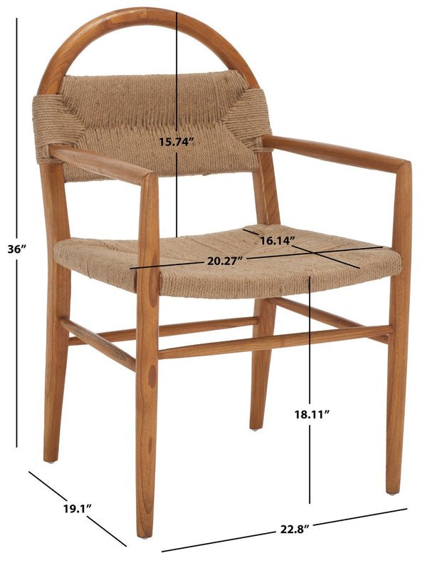 Safavieh Farley Dining Chair XII23 Brown Sungkai / Natural Jute Rope Wood DCH1207B