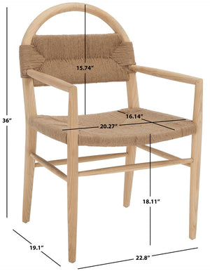 Safavieh Farley Dining Chair - Coastal Charm With Modern Elegance, Ergonomic Support & Sleek Design For Any Space Natural Sungkai / Natural Jute Rope DCH1207C