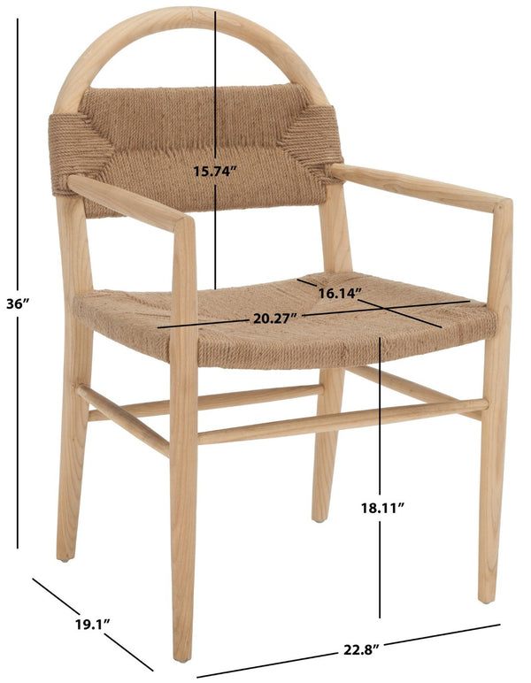 Safavieh Farley Dining Chair - Coastal Charm With Modern Elegance, Ergonomic Support & Sleek Design For Any Space Natural Sungkai / Natural Jute Rope DCH1207C