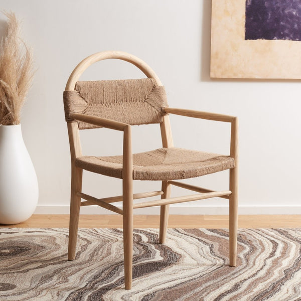 Safavieh Farley Dining Chair - Coastal Charm With Modern Elegance, Ergonomic Support & Sleek Design For Any Space Natural Sungkai / Natural Jute Rope DCH1207C
