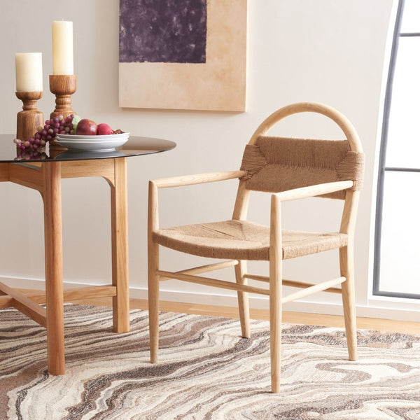 Safavieh Farley Dining Chair - Coastal Charm With Modern Elegance, Ergonomic Support & Sleek Design For Any Space Natural Sungkai / Natural Jute Rope DCH1207C
