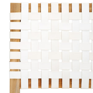 Safavieh Sorrento Dining Chair - Modern Teak Frame With Woven Leather Bands For Stylish Coastal Dining Spaces White / Natural DCH1208A