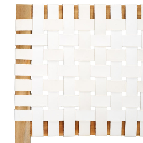 Safavieh Sorrento Dining Chair - Modern Teak Frame With Woven Leather Bands For Stylish Coastal Dining Spaces White / Natural DCH1208A