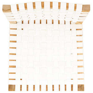 Safavieh Sorrento Dining Chair - Modern Teak Frame With Woven Leather Bands For Stylish Coastal Dining Spaces White / Natural DCH1208A