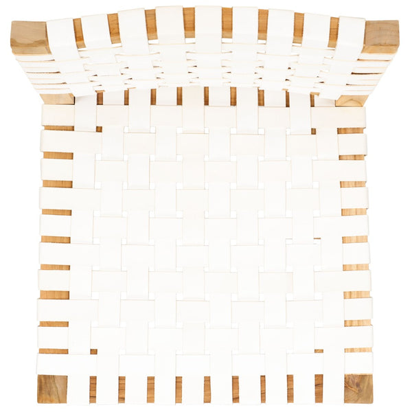 Safavieh Sorrento Dining Chair - Modern Teak Frame With Woven Leather Bands For Stylish Coastal Dining Spaces White / Natural DCH1208A