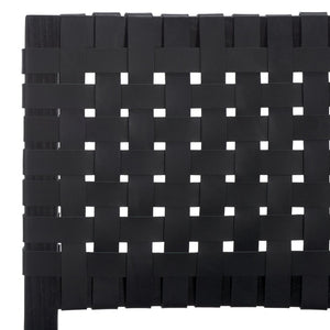 Safavieh Sorrento Dining Chair - Modern Teak Frame With Woven Leather Bands For Stylish Coastal Dining Spaces Black / Black DCH1208B