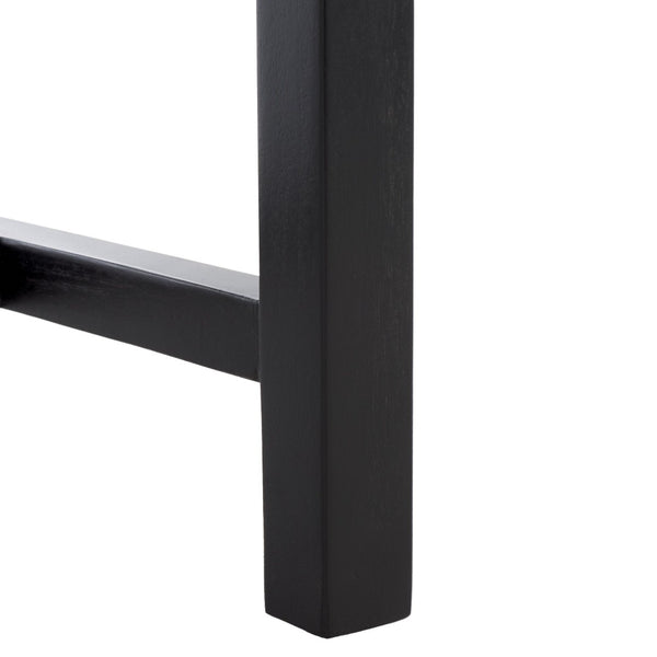 Safavieh Sorrento Dining Chair - Modern Teak Frame With Woven Leather Bands For Stylish Coastal Dining Spaces Black / Black DCH1208B