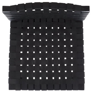 Safavieh Sorrento Dining Chair - Modern Teak Frame With Woven Leather Bands For Stylish Coastal Dining Spaces Black / Black DCH1208B